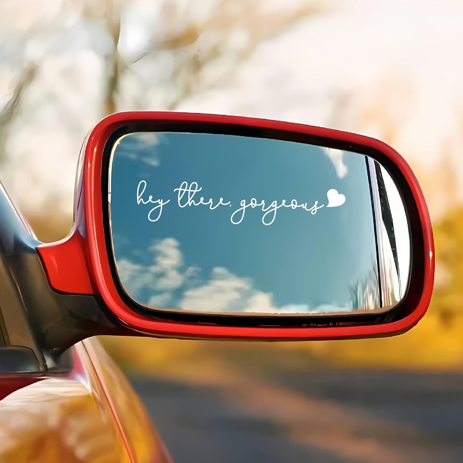 Gorgeous Mirror Sticker 3-Pack White Script Heart Car Decal
