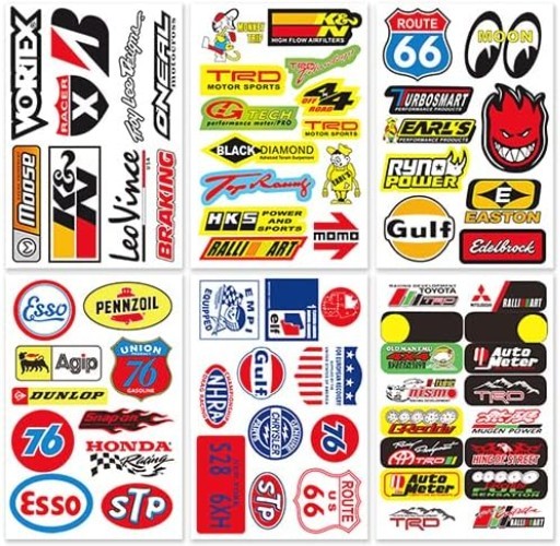 High-Quality Waterproof Cartoon Car Decals – 6 Sheet Sticker Pack D6095