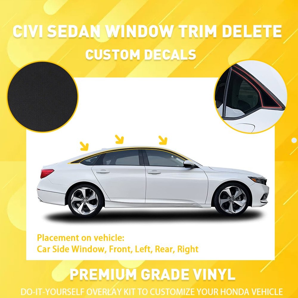Chrome Delete Blackout Overlay for 2018-22 Honda Accord Sedan Window Trim M