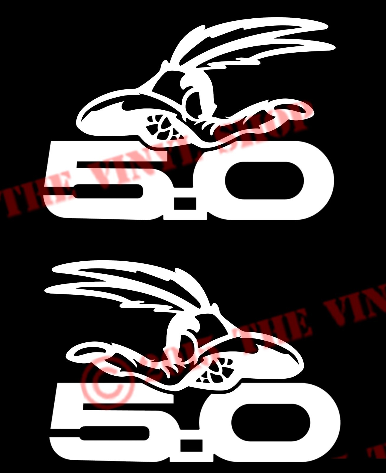ACME RACING Angry Wyle E Coyote 5.0 Mustang NHRA, Rat Rod decal sticker set