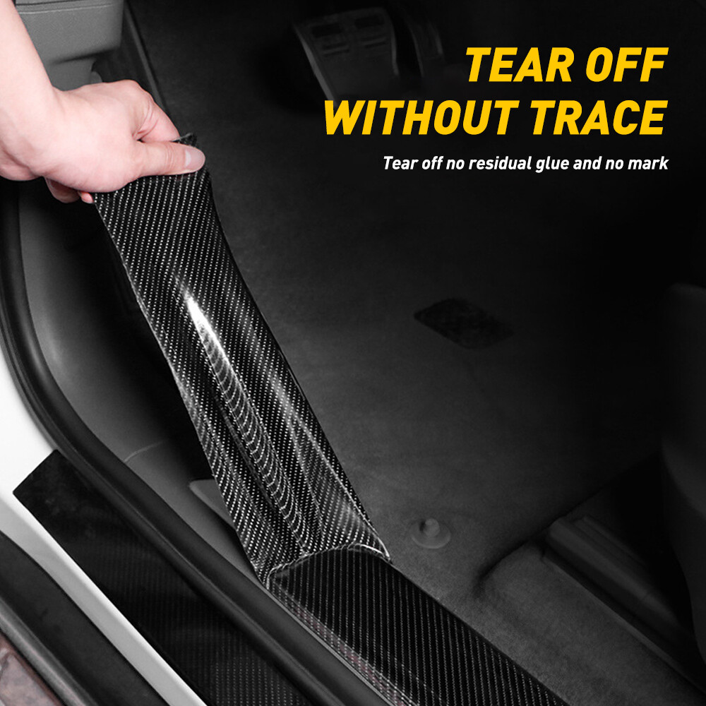 10ft Carbon Fiber Adhesive Tape Car Door Sill Protector Strip Anti Scratch Scuff