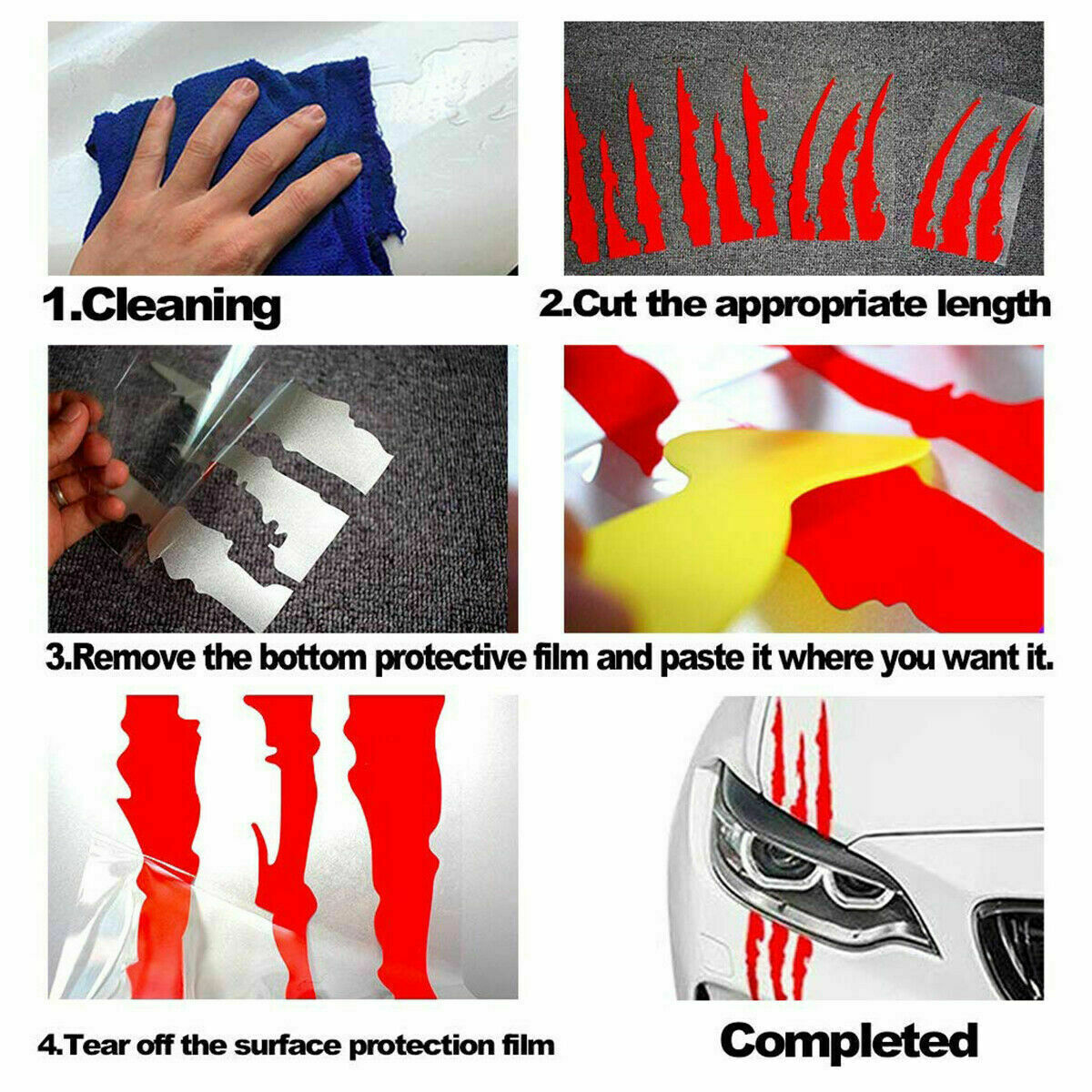 2 Pcs Universal Fit Racing Hood Stripes Decal Vinyl Stickers for Car SUV Truck