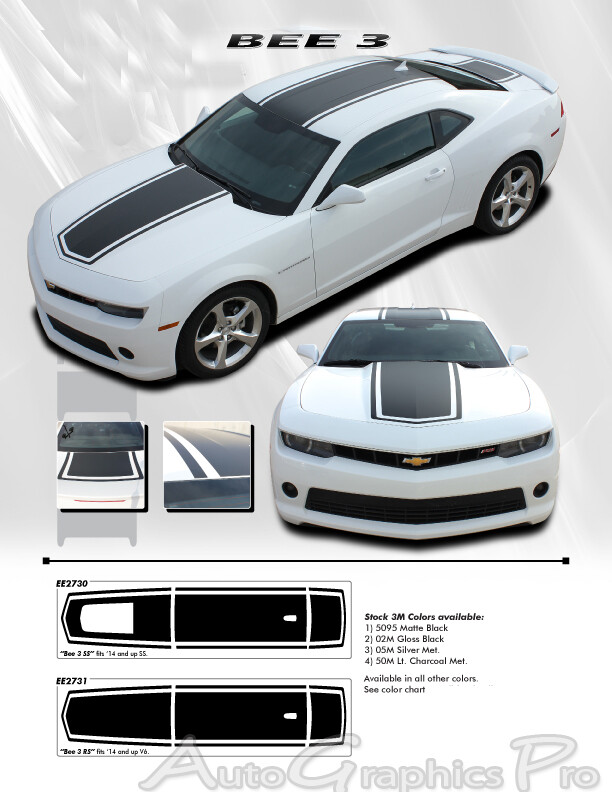 Wide Center Middle Hood Racing Rally Stripes Vinyl Pro 3M Decal for 2014 Camaro