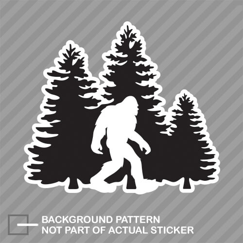 Bigfoot Trees Forest Sticker color sasquatch missing link big foot outdoors