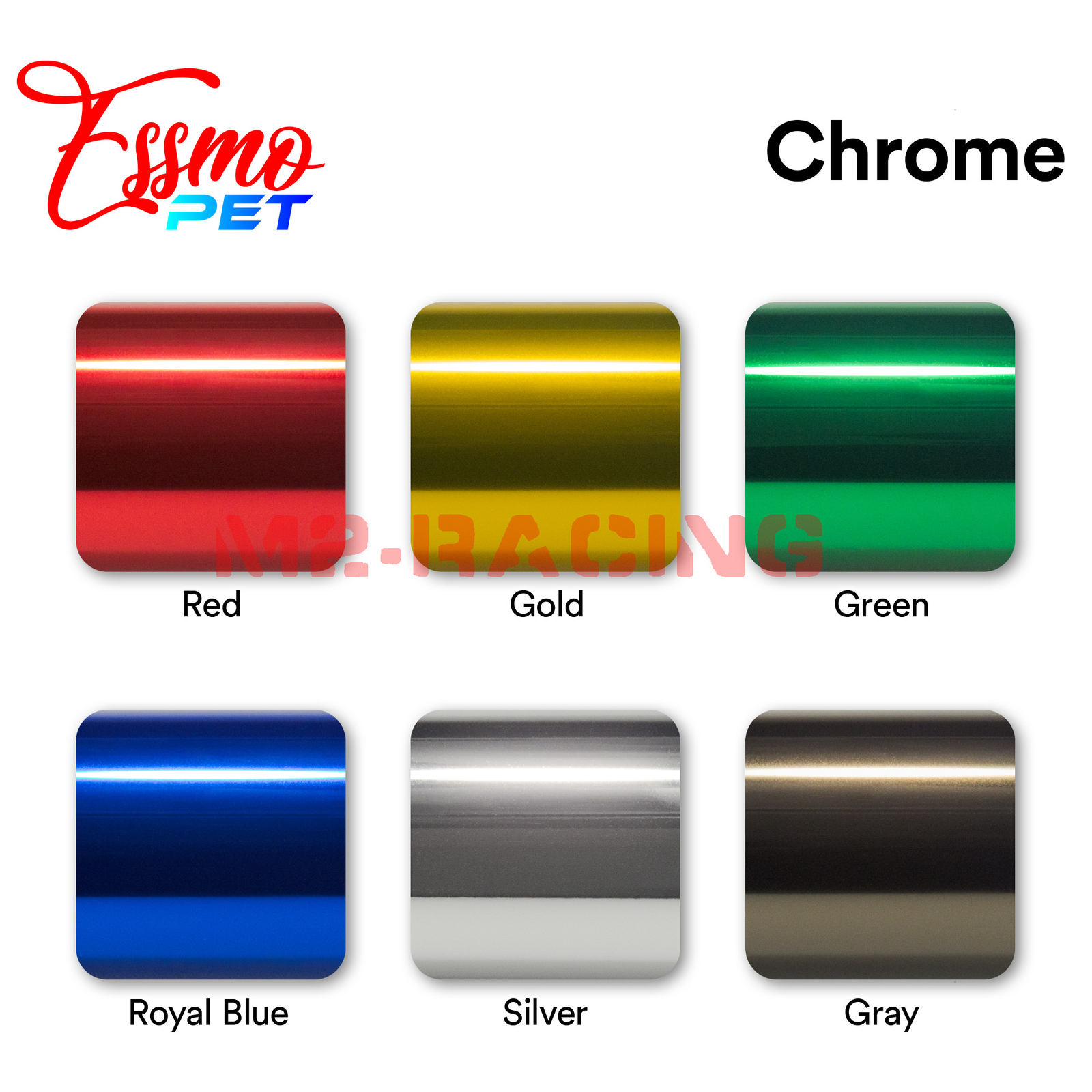 ESSMO PET Super Chrome Gold Stretch Car Vehicle Vinyl Wrap Decal Sticker Sheet