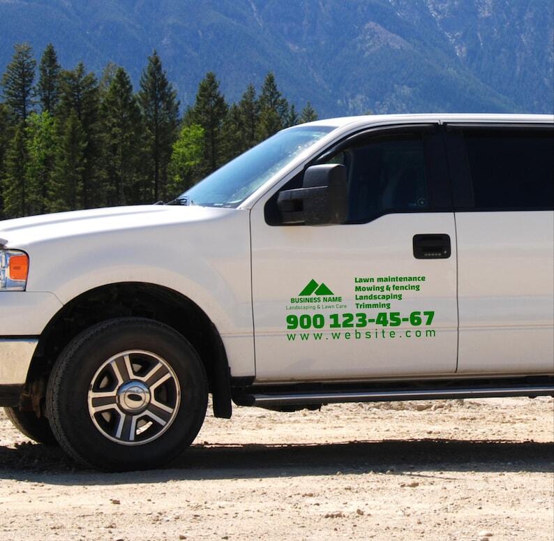 Set of 2 Custom Landscaping Truck Decal Signs, Personalized Business, Trailer