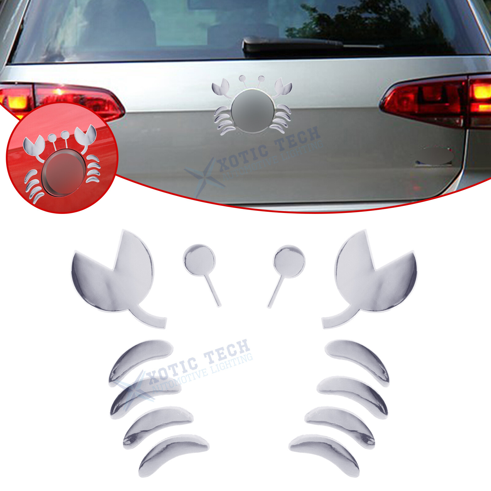 Car Sticker Fashion 3D Crab Styling Auto Emblem Logo Decals DIY Car Decorations