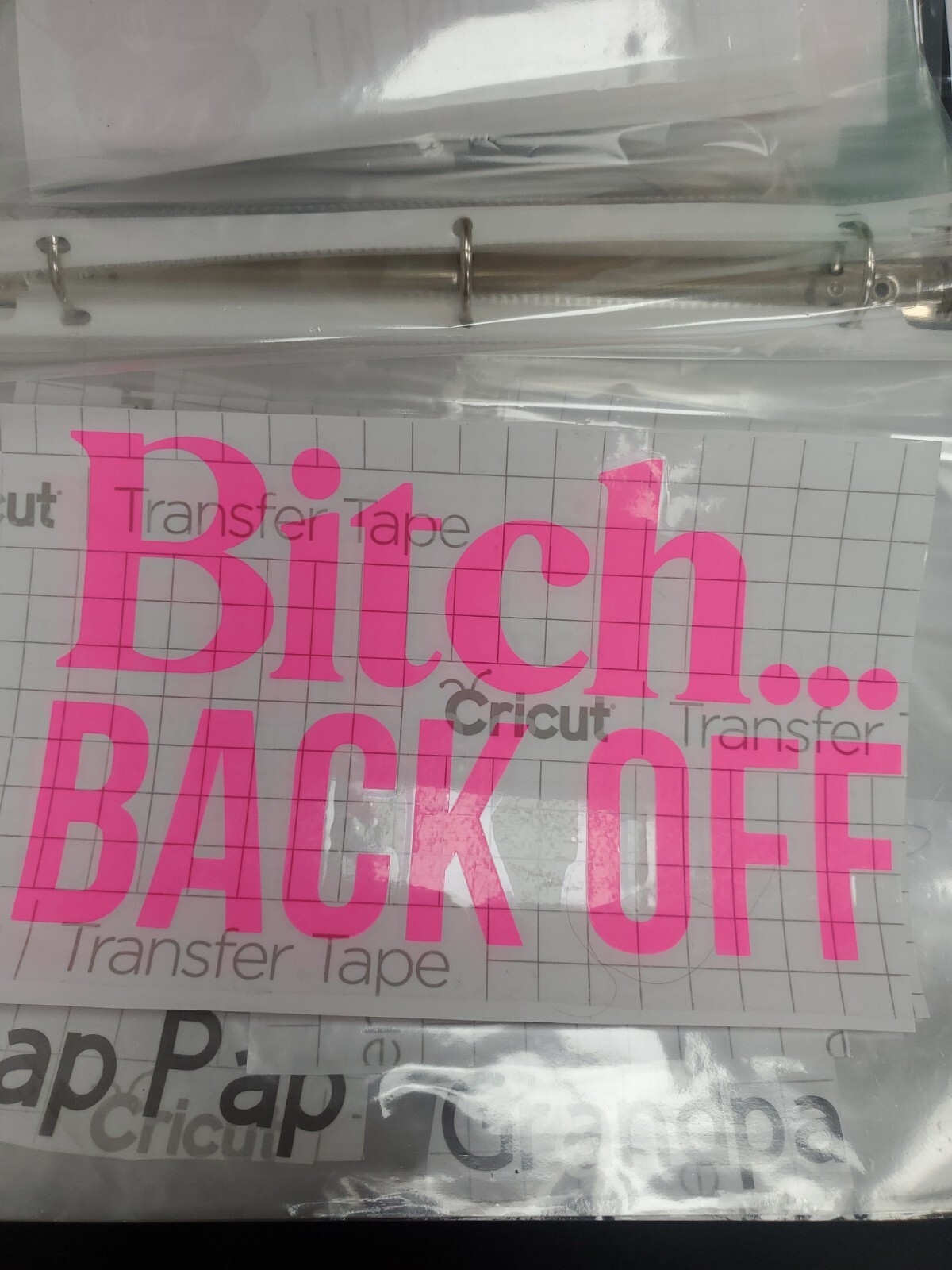 Car DECAL Bi*** Back off Pink