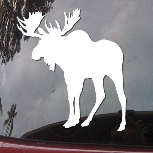 Moose Animal Silhouette White Vinyl Decal Car truck Window laptop vehicle