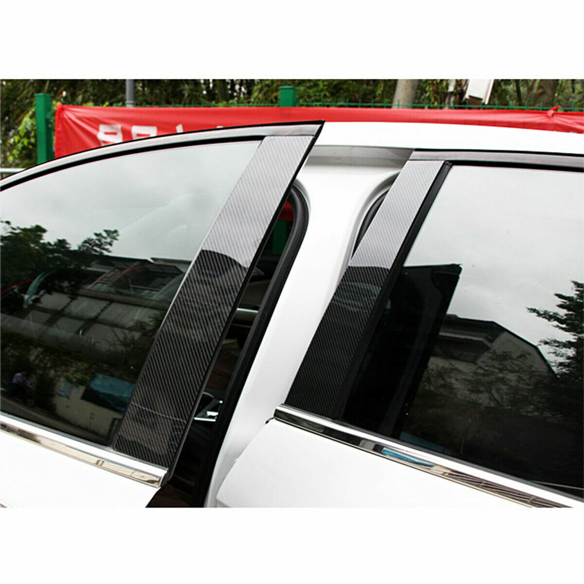 5D Carbon Fiber Texture Vinyl Car Exterior Pillar Post Door Window Sticker Trim