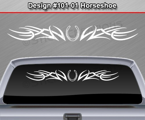 101-01 HORSESHOE Windshield Decal Window Sticker Vinyl Graphic Design Trailer