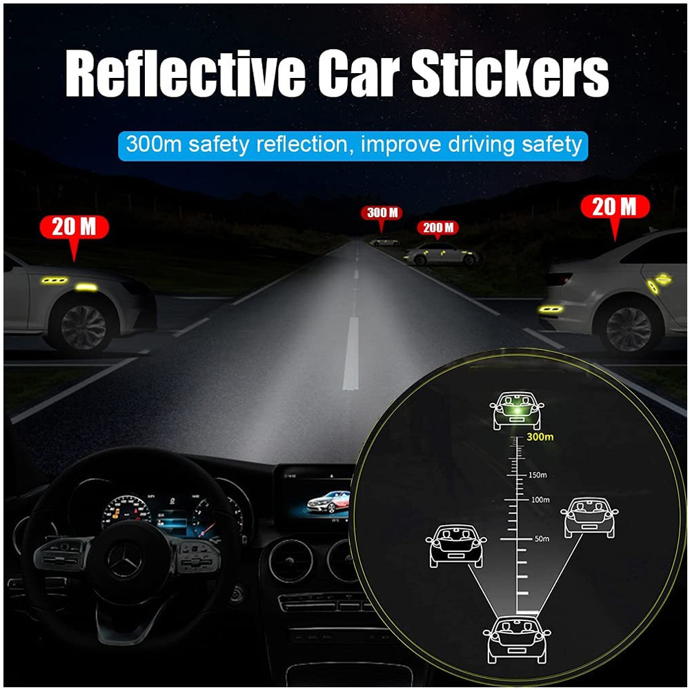 8 Pcs Reflective Car Door Handle Sticker Anti-scratch Guard Warn Decal Strip US
