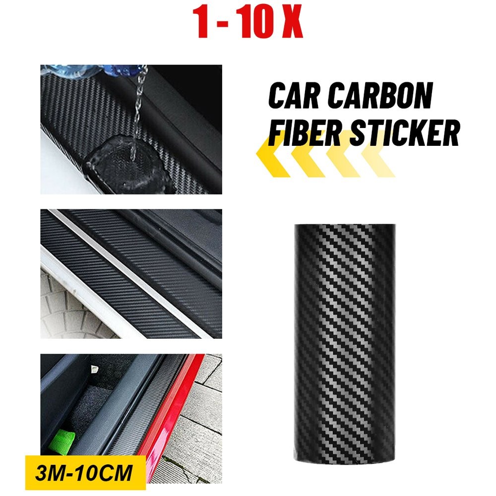 1-10PCS Black Carbon Fiber Vinyl Film Wrap 5D Bubble Free Air Release 10CM*3M
