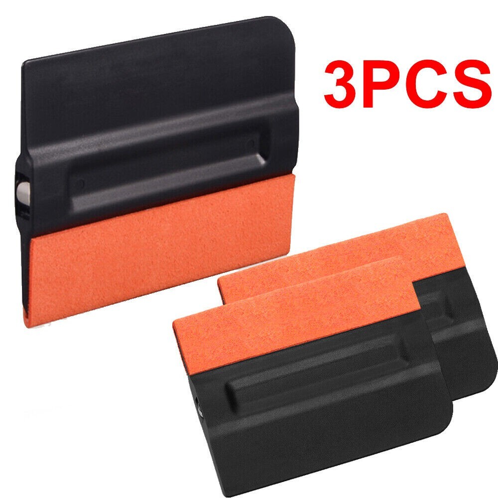 3PC Suede Felt Squeegee W/Magnets Window Tint Scraper Car Wrap Film Vinyl PPF
