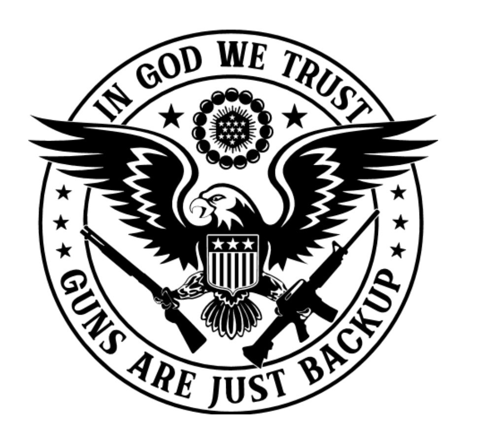 In God We Trust The Guns Are Just Backup Car Decals Stickers Windows Doors 5″