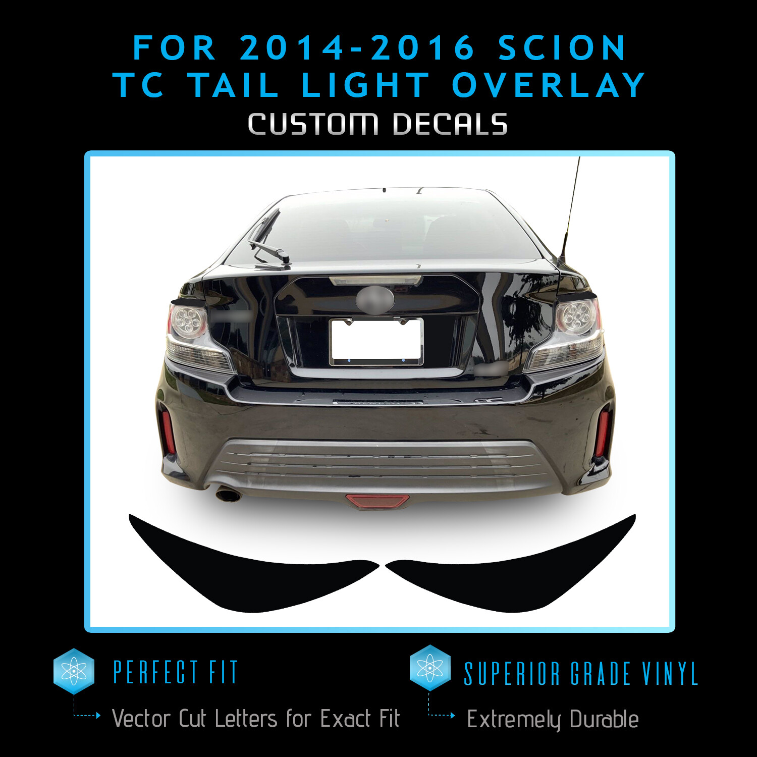For 2014 2015 2016 Scion tC Tail Light Eyelid Eyebrow Decal – Carbon Fiber Vinyl