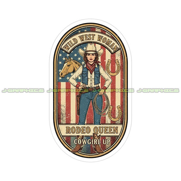 Cowgirl Vinyl Decal Sticker Rodeo Country Horse N