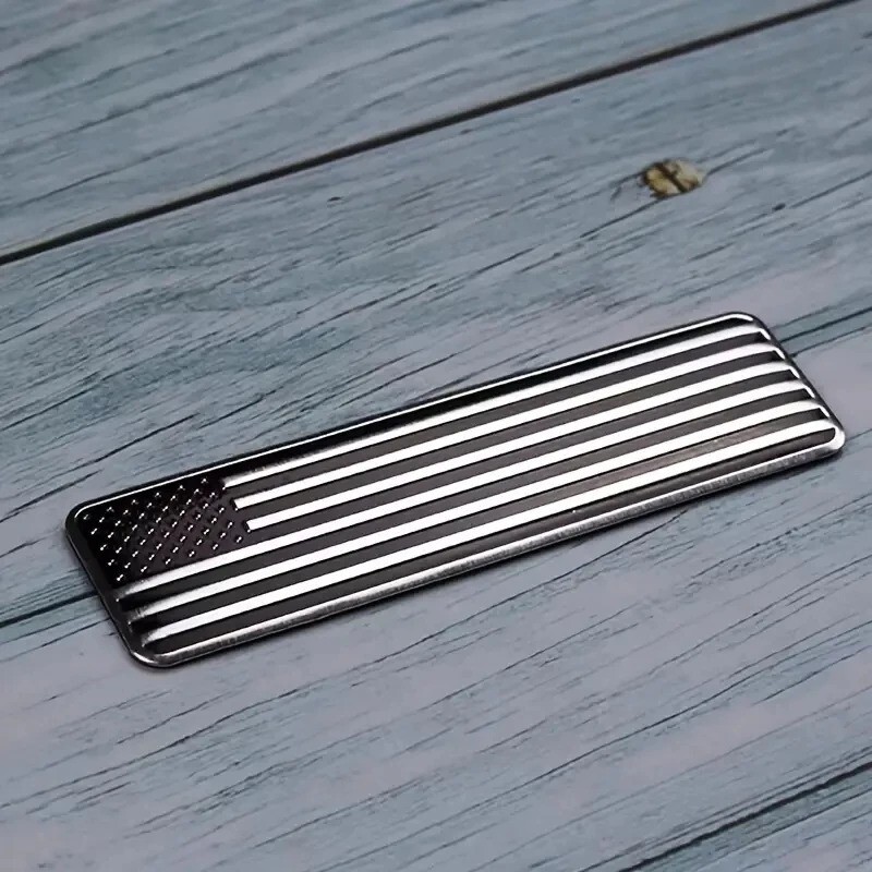 2pcs Metal Black American USA Flag Map Emblems Car Trunk Badge Decal Sticker