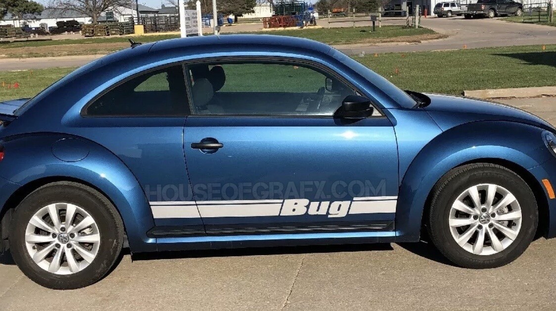 BUG rocker Stripe Stripes Graphics Vinyl Decals fit ANY VW Volkswagen Beetle