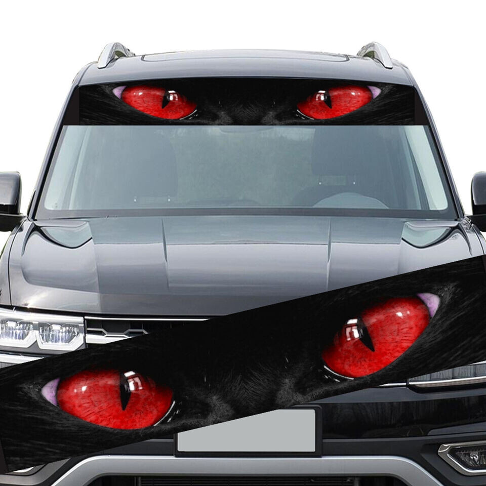 Car Front Windshield Glass Sunshade Sticker Visor Strip Cat Eye Decal Waterproof