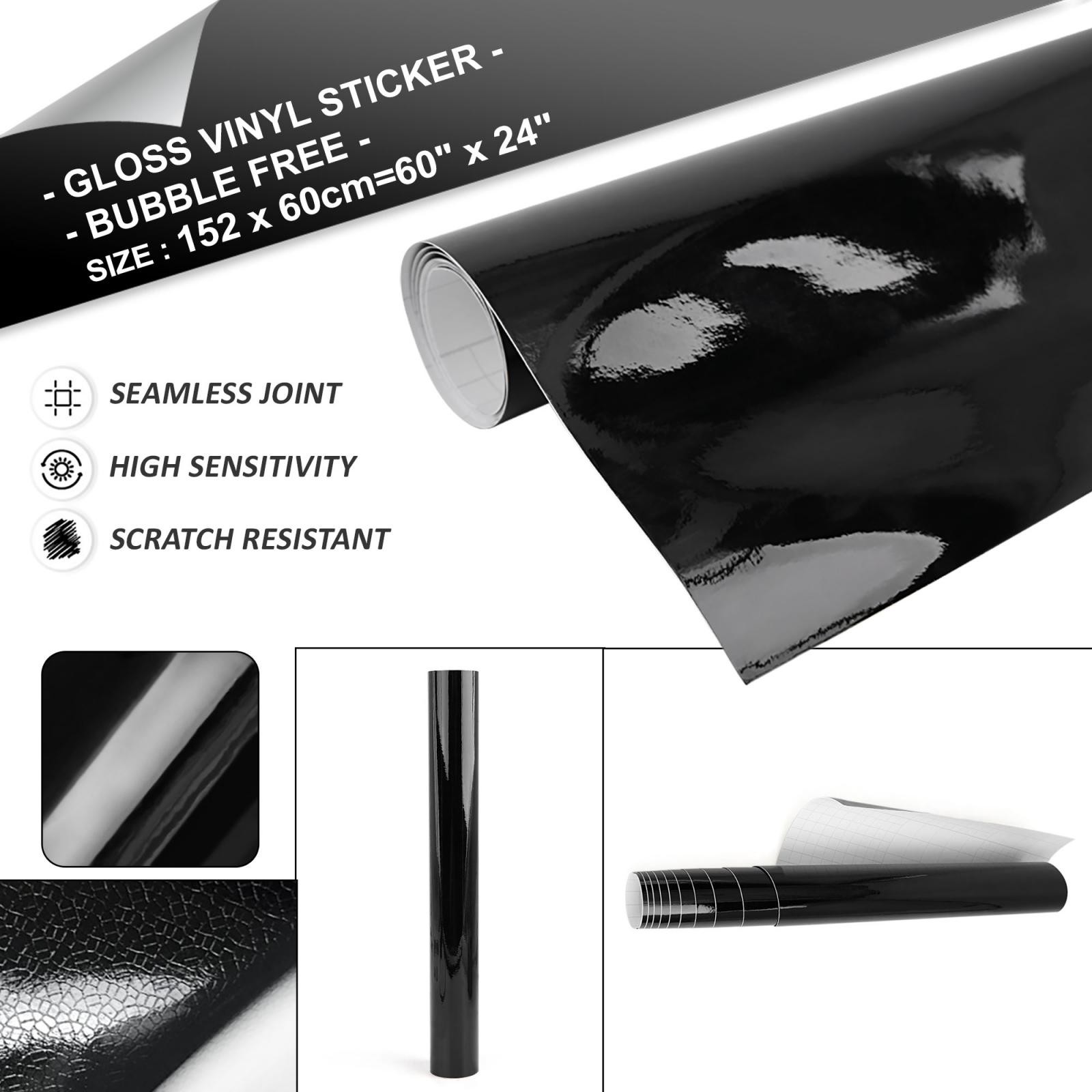 Gloss Black Bubble Free Self Adhesive Car Vinyl Film Sticker Decal 152cm x 60cm