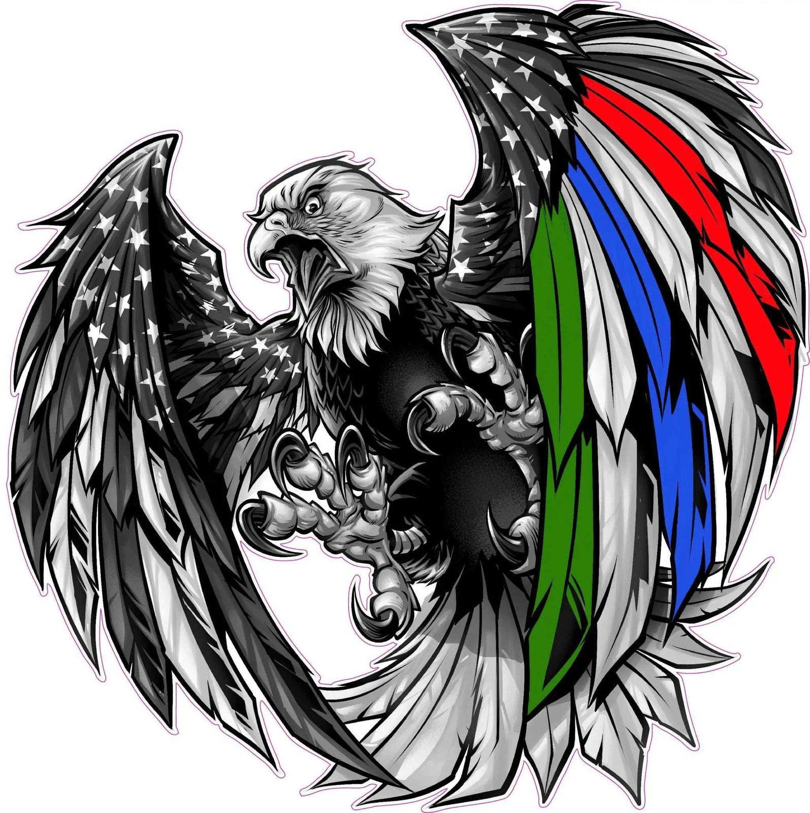 Thin Green Blue Red Line Military Law enforcement First Responders American Flag