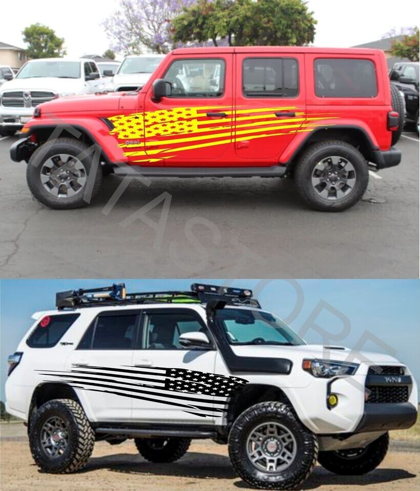 2pcs American Flag Decal Graphics Left & Right for Cars, Trucks, SUV, Boats