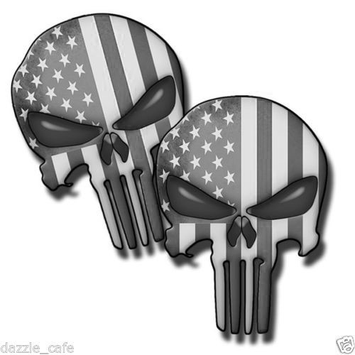 Punisher Skull American Flag Subdued Graphic Die-Cut Decal Stickers 2 pack