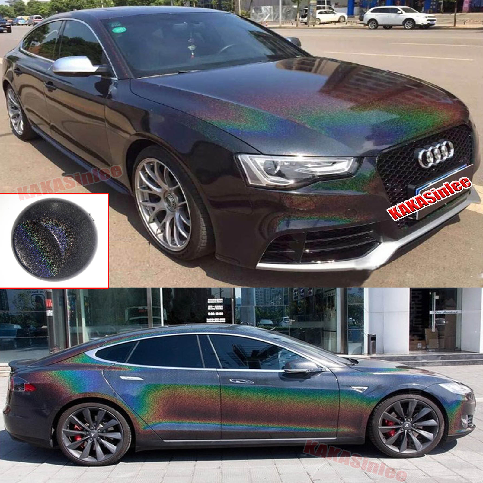 Bk Theme Car Pearl Metal Mirror Matte Chrome 3D 4D Strip Vinyl Wrap Sticker ABUS