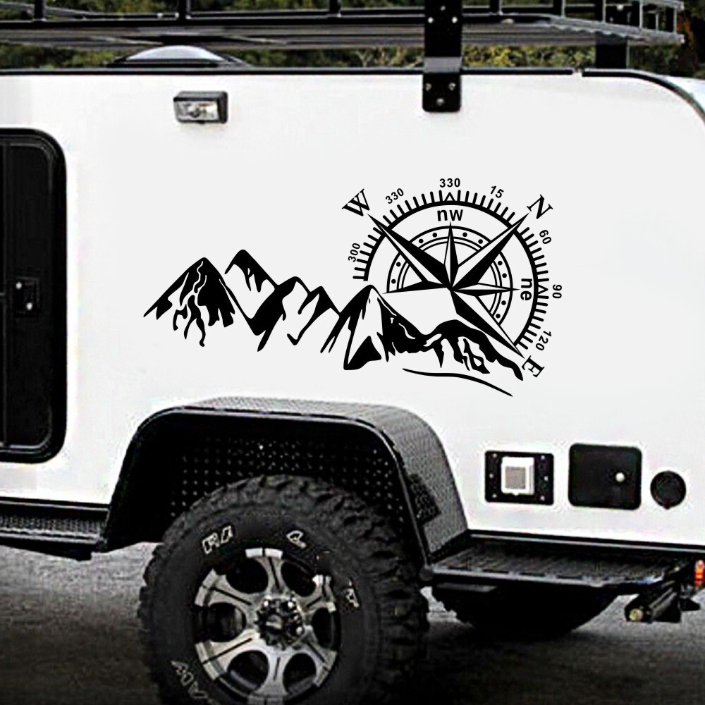 3D Car Sticker Compass Navigation Mountain Graphics Vinyl Decal Fit Off Road 4X4