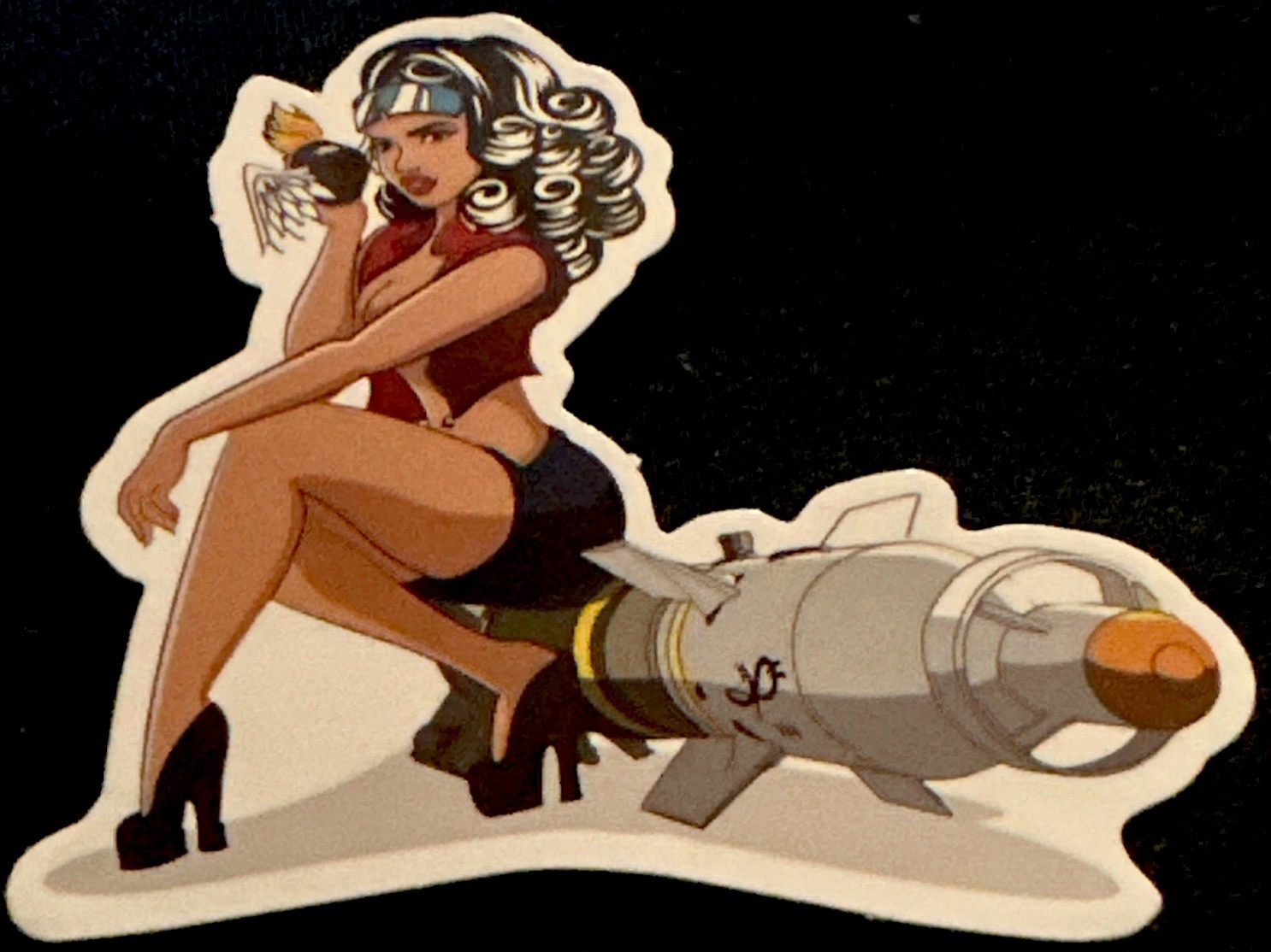 SEXY PINUP GIRL STICKER✨💋👠❤️‍🔥💄💋✨GLOSSY✨BOMB GIRL✨HOT HIGH HEELS✨🖤✨❤️✨💫