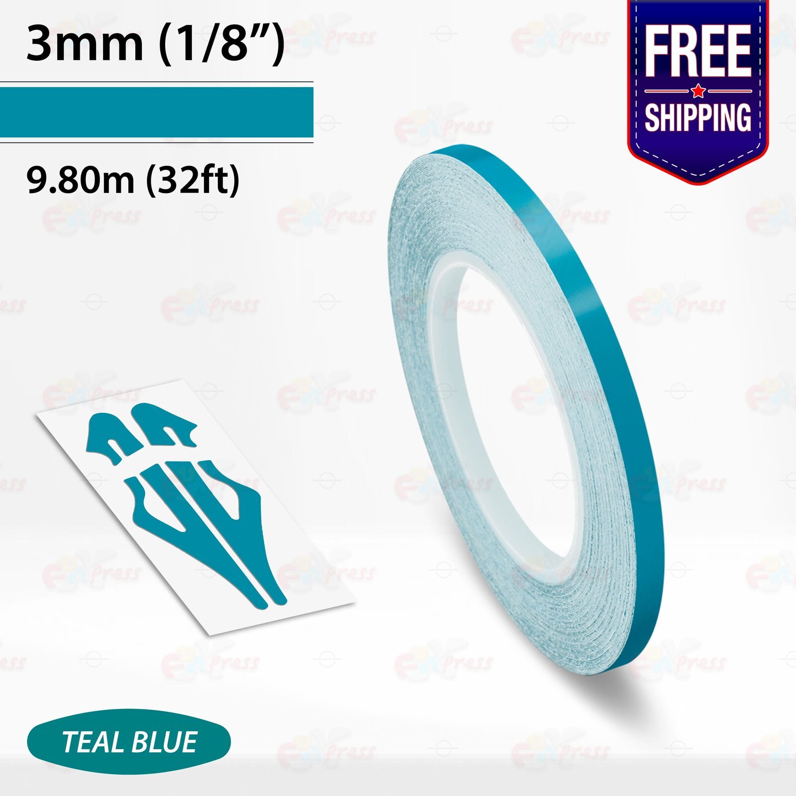 TEAL BLUE 1/8″ PIN STRIPE Car Model Motorcycle Decal TAPE Vinyl Sticker 3mm