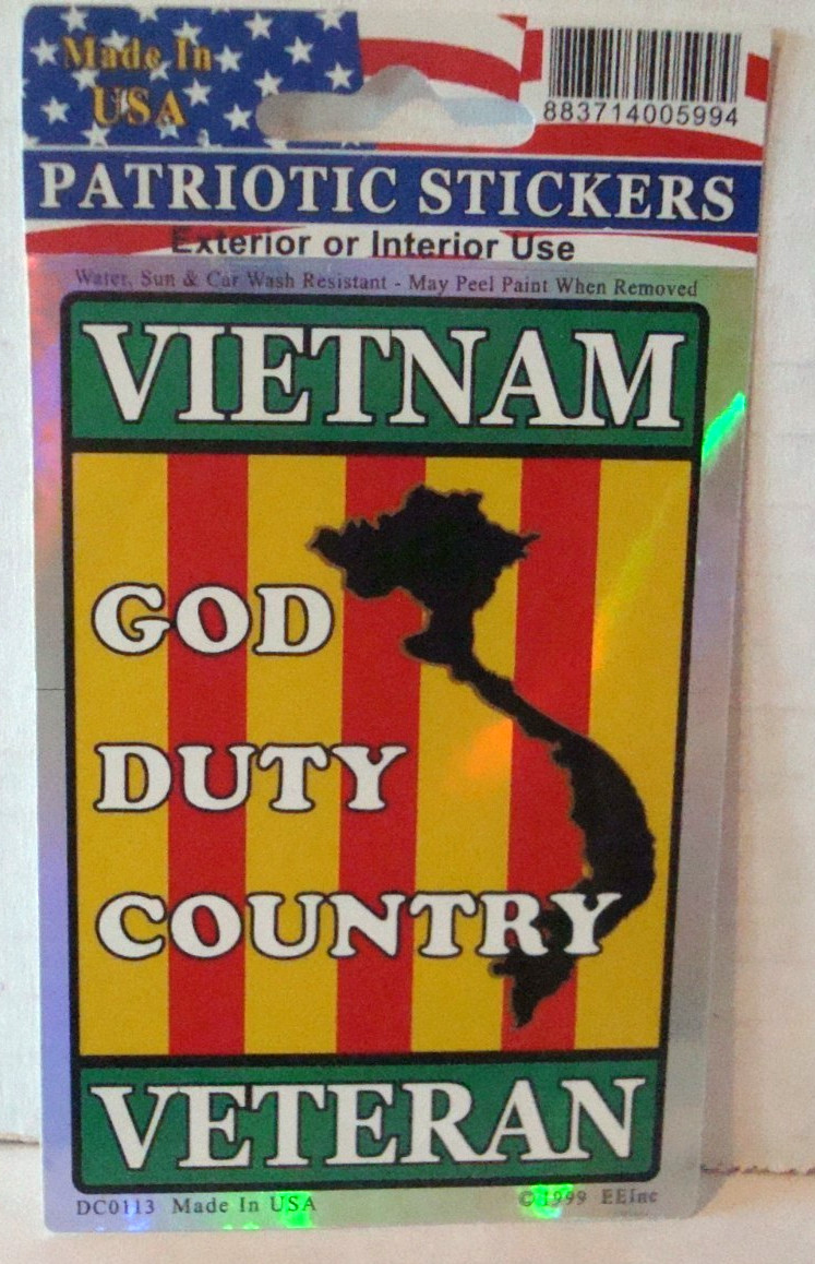 VIETNAM VETERAN GOD DUTY COUNTRY STICKER 3 X 4 inches