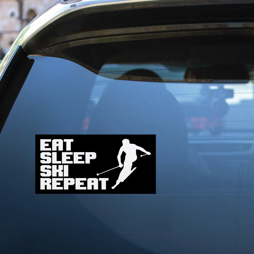 Eat Sleep Ski Repeat Sticker Decal Funny Sport Game Hobby