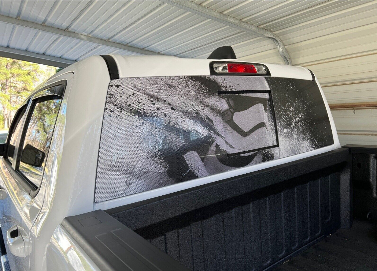 STORM TROOPER PERFORATED Window Graphic Decal Sticker Truck SUV VAN STAR WARS