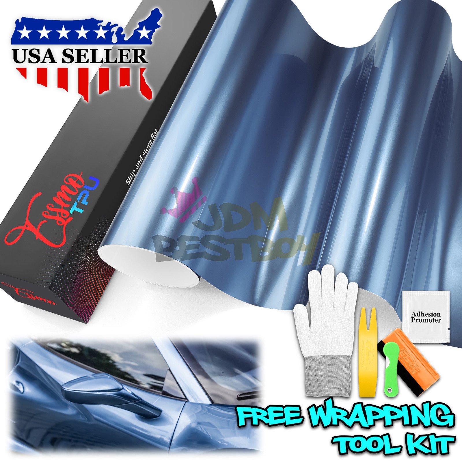 Liquid Metallic Glacier Blue PPF TPU Paint Protection Film Dry Wet Vinyl Wrap