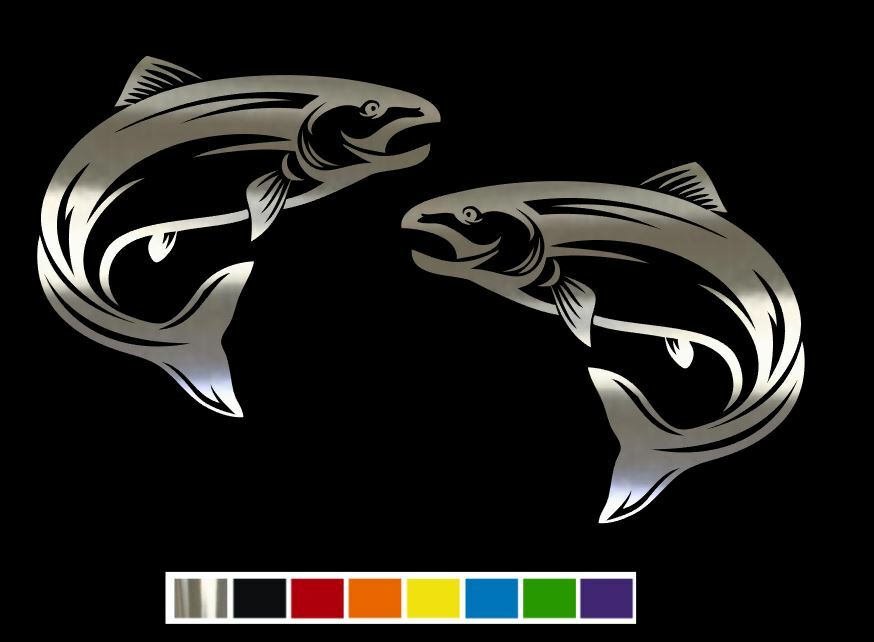 (2) Steelhead Fish design Vinyl Decal Set CUSTOM SIZE COLOR CARS,TRUCKS