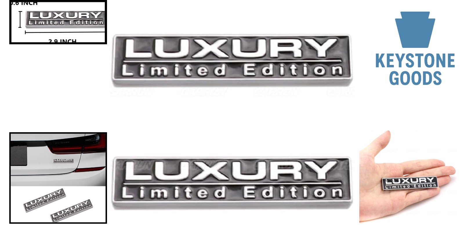 2 Pcs Luxury 3D Emblem Decal for Car – Silver Black, Waterproof & Fade-Resistant