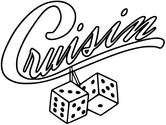 CRUISIN’ ~ DANGLING MIRROR DICE ~ DECAL / STICKER