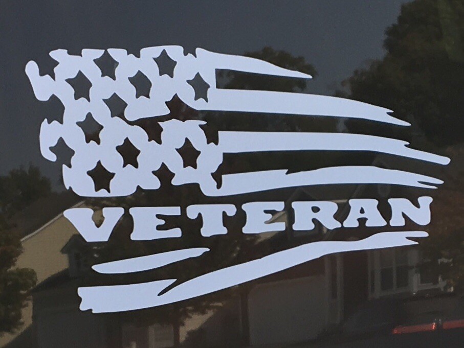 Distressed American Veteran Flag Decal 8” X 4.5″