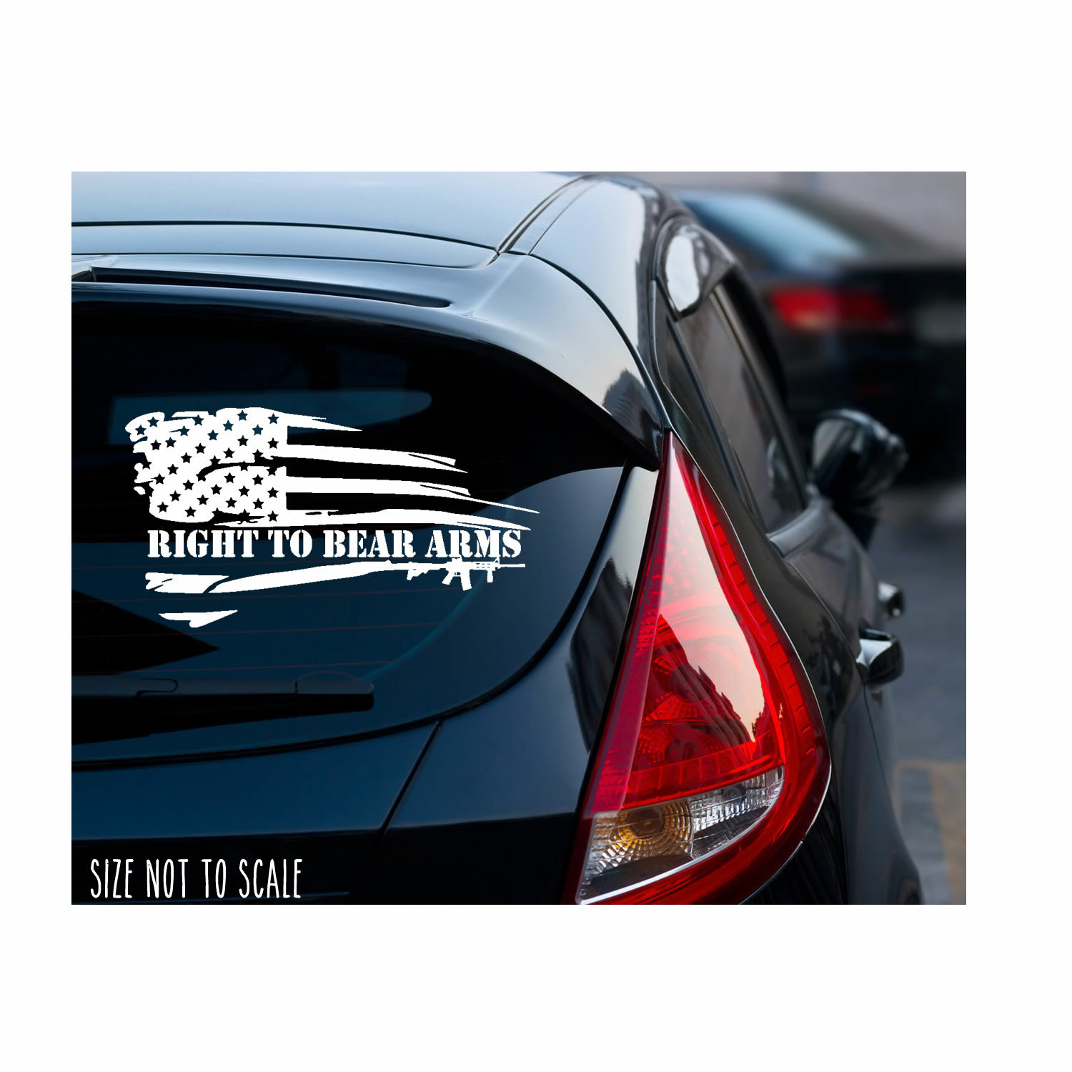 Right to Bear Arms Tattered Flag Sticker Decal – 2nd Amendment Choose Size