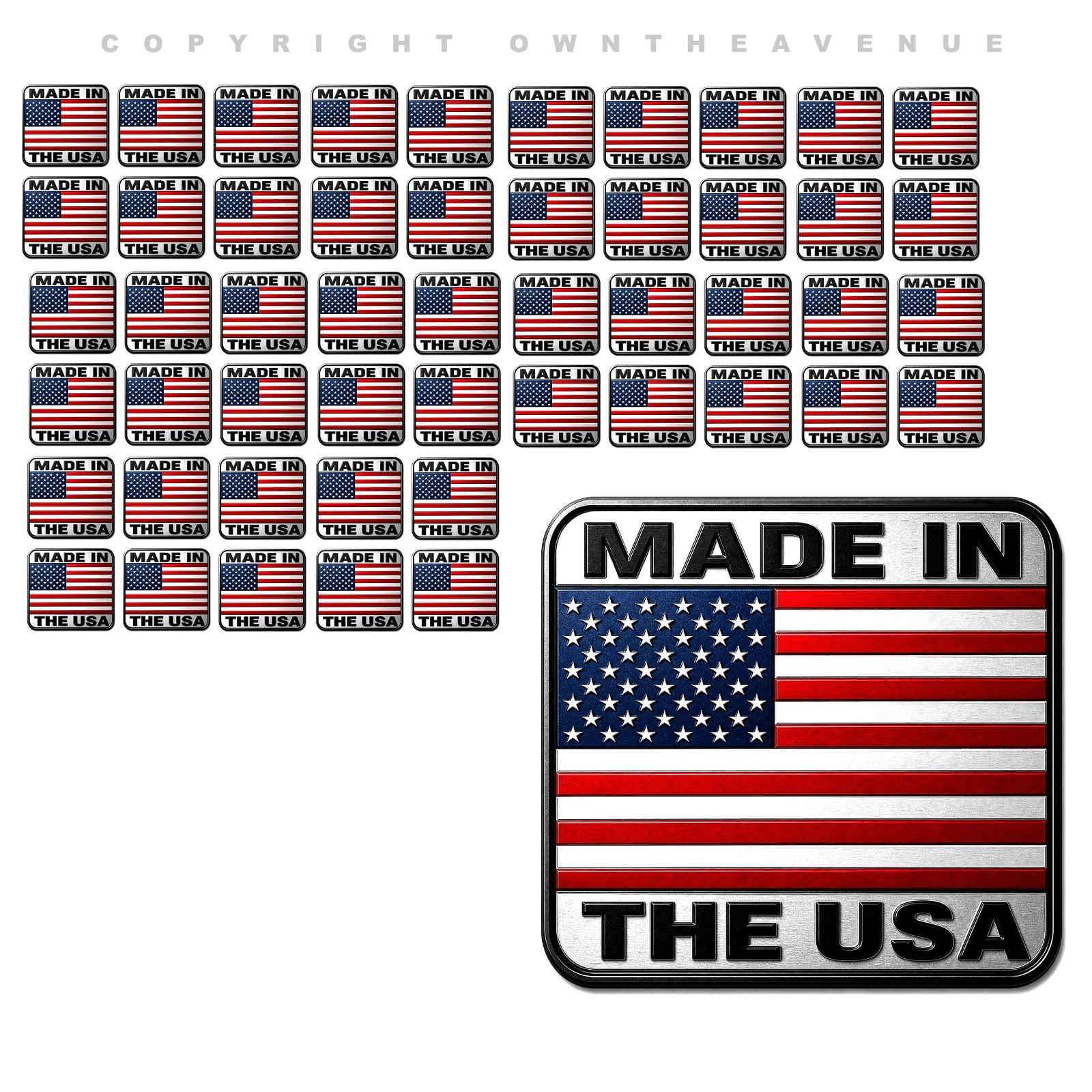 50Pcs Lot Pack Made In the USA American Flag Stickers Metallic Model – 1″ Each
