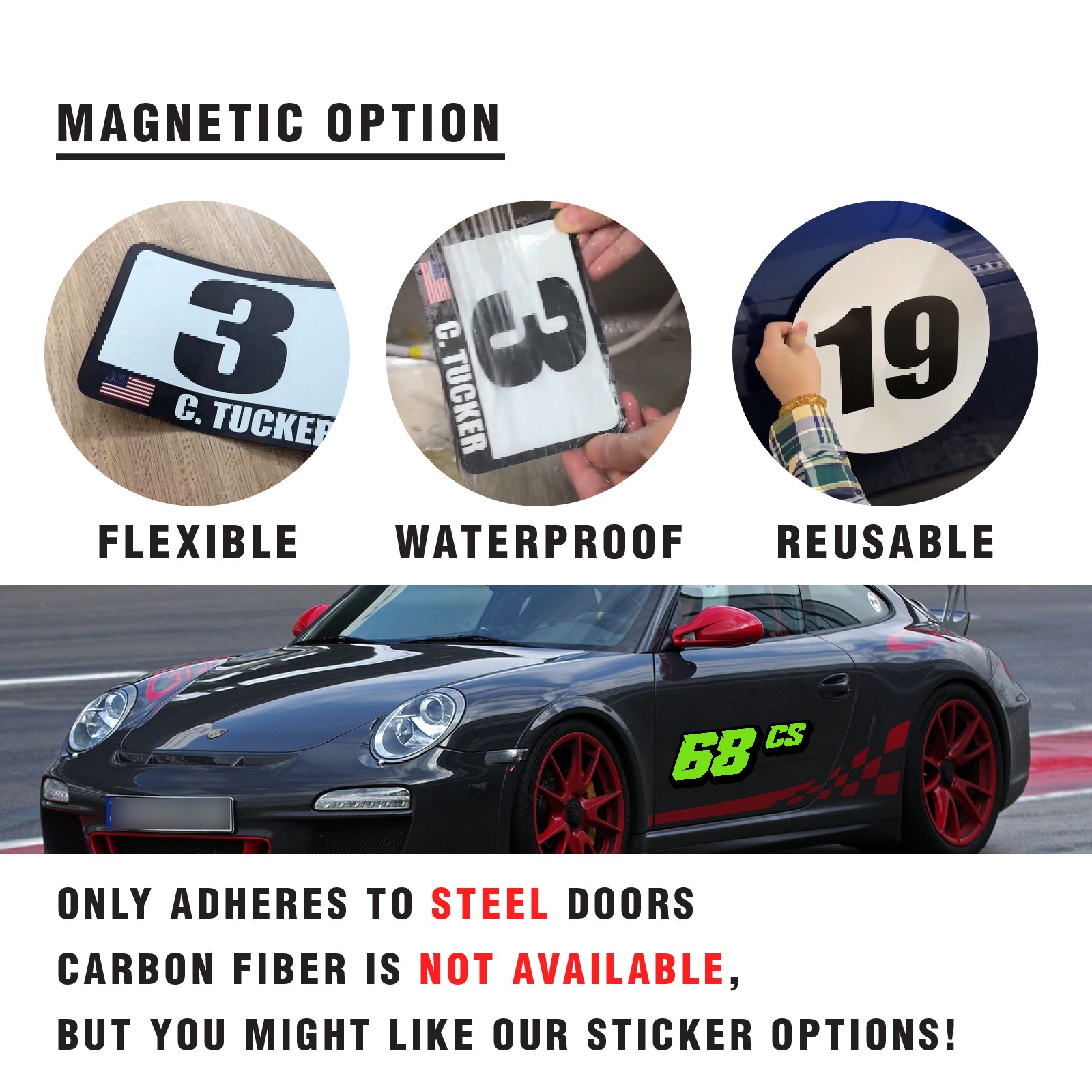 Custom Car Racing Number Class Magnet Decal x2 8,10,12-16 inch – Vibrant Style
