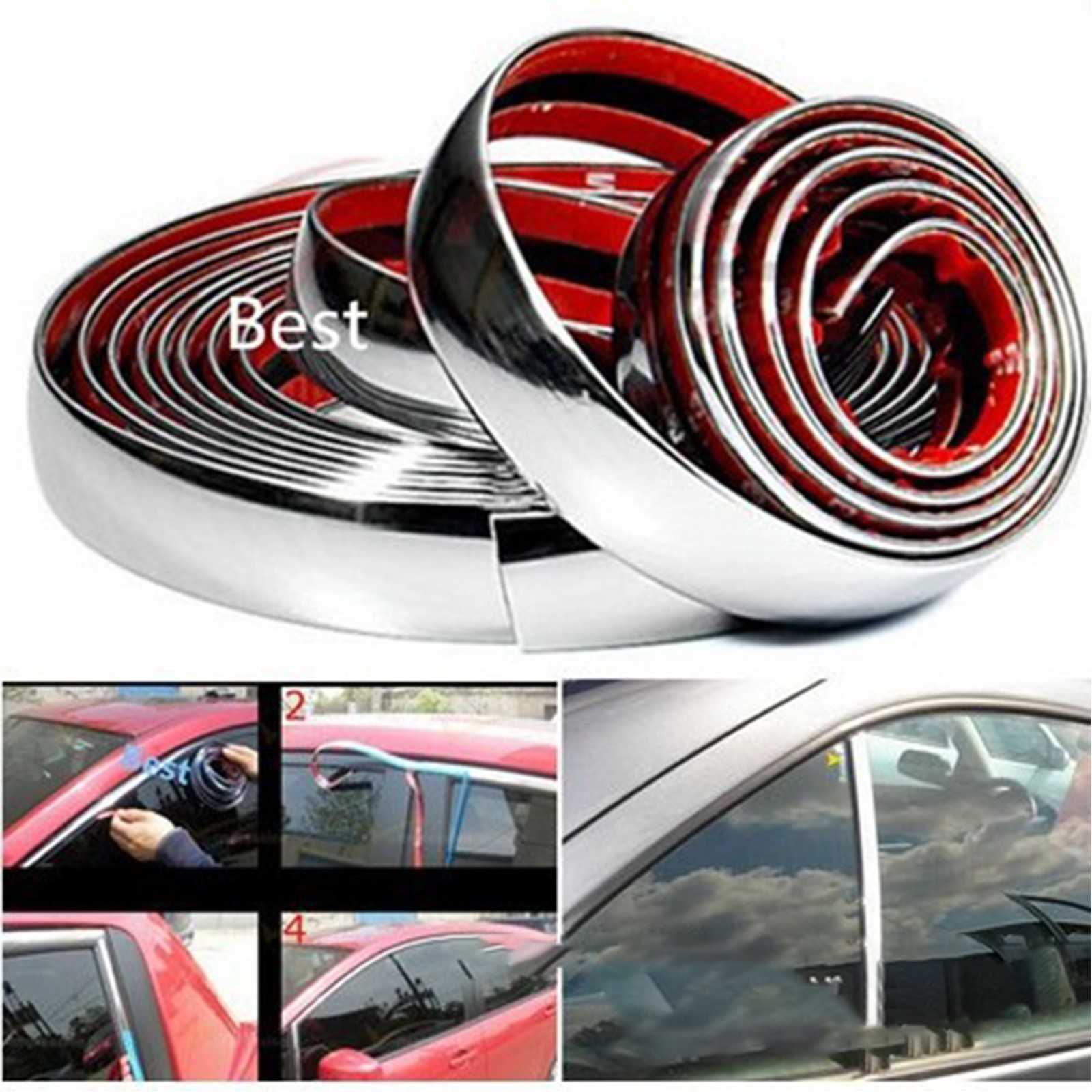 2M Chrome Trim Molding Strip Car Door Window Bumper Side Trime Mirror Protector