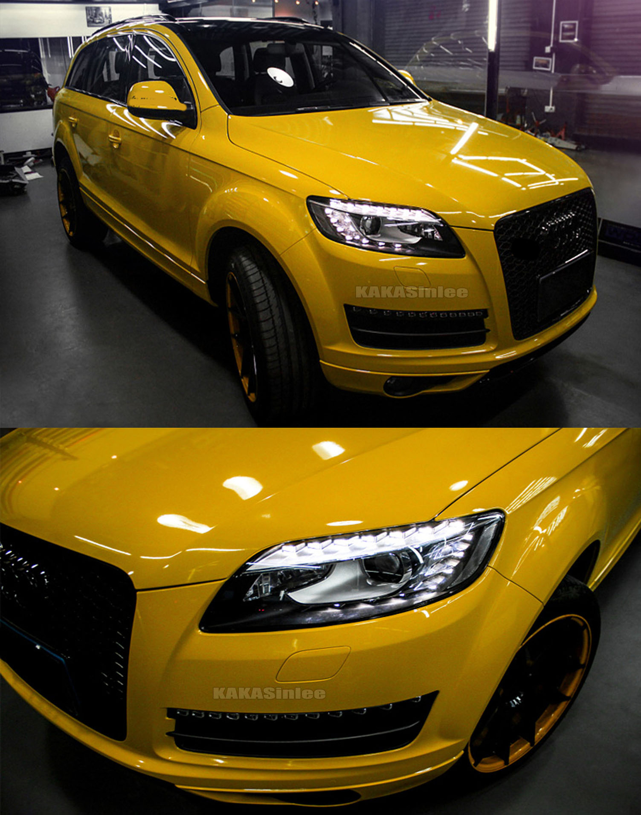 Glossy Bright Yellow Whole Car SUV Paint Vinyl Wrap Hood Sticker Bubbles Free US