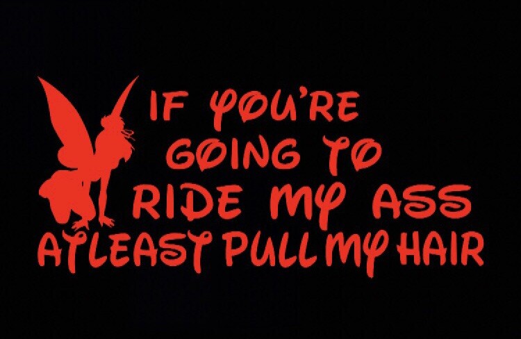 Tinkerbell Ride Ass Pull My Hair – Vinyl decal sticker – Disney, Funny, Mom