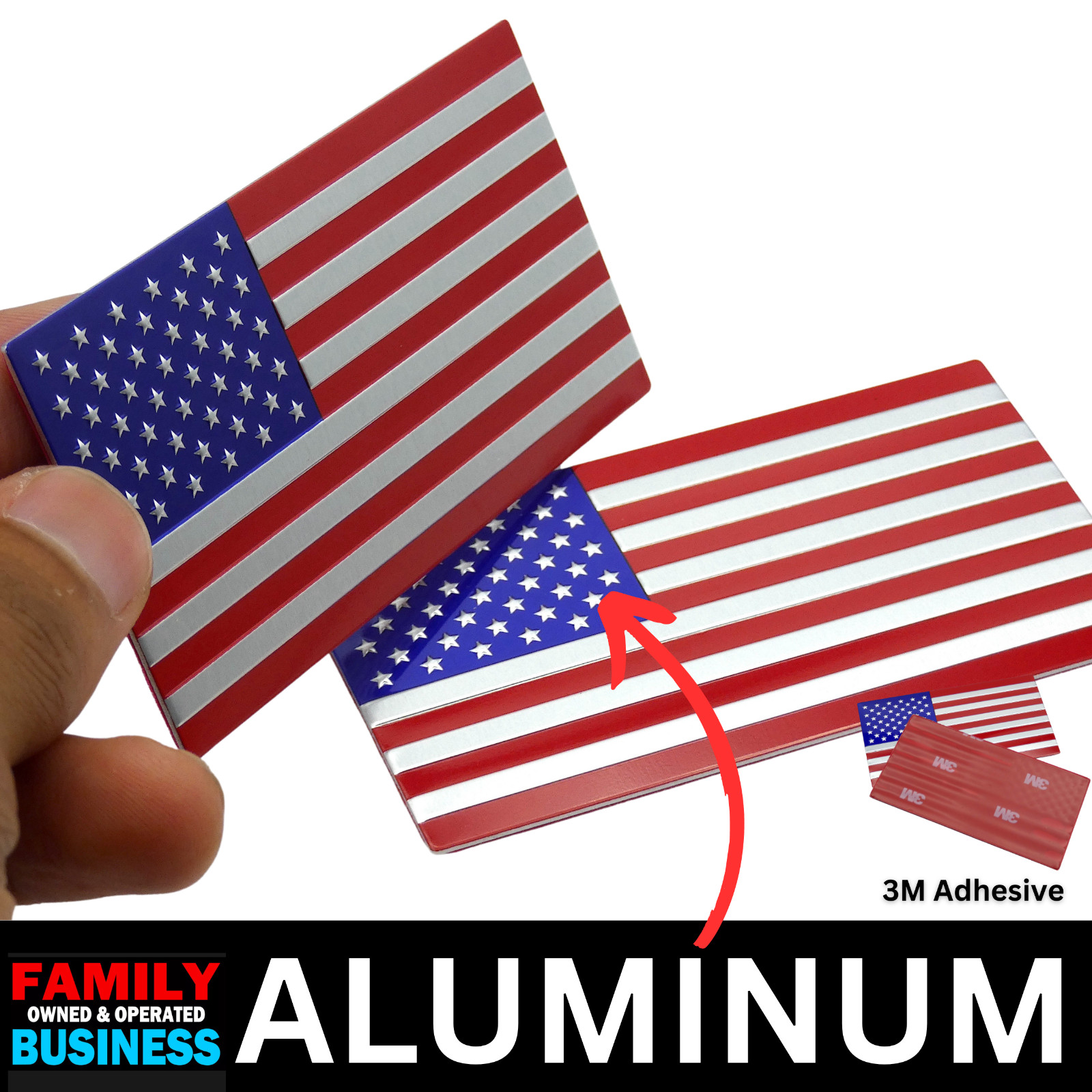 2x ALUMINUM American Flag Decal Sticker Car, Motorcycle, Patriotic Color