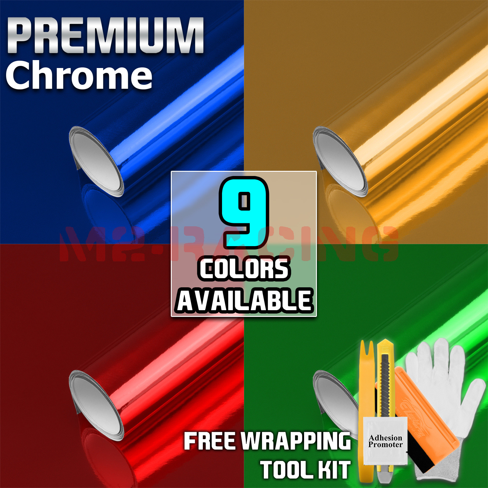 【Chrome】 9 Colors Vinyl Film Wrap Sticker Decal Air Release Bubble Free Sheet