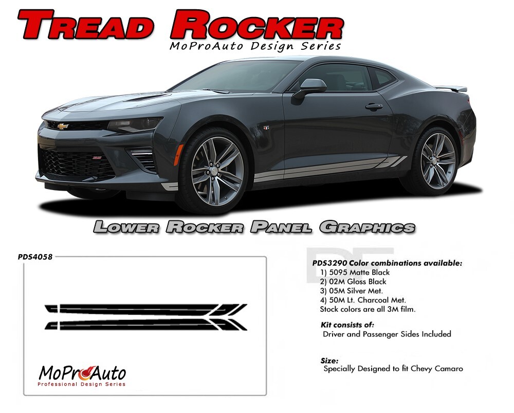 TREAD ROCKER 2016-2018 Chevy Camaro Side Stripes Lower Graphics 3M Pro Vinyl
