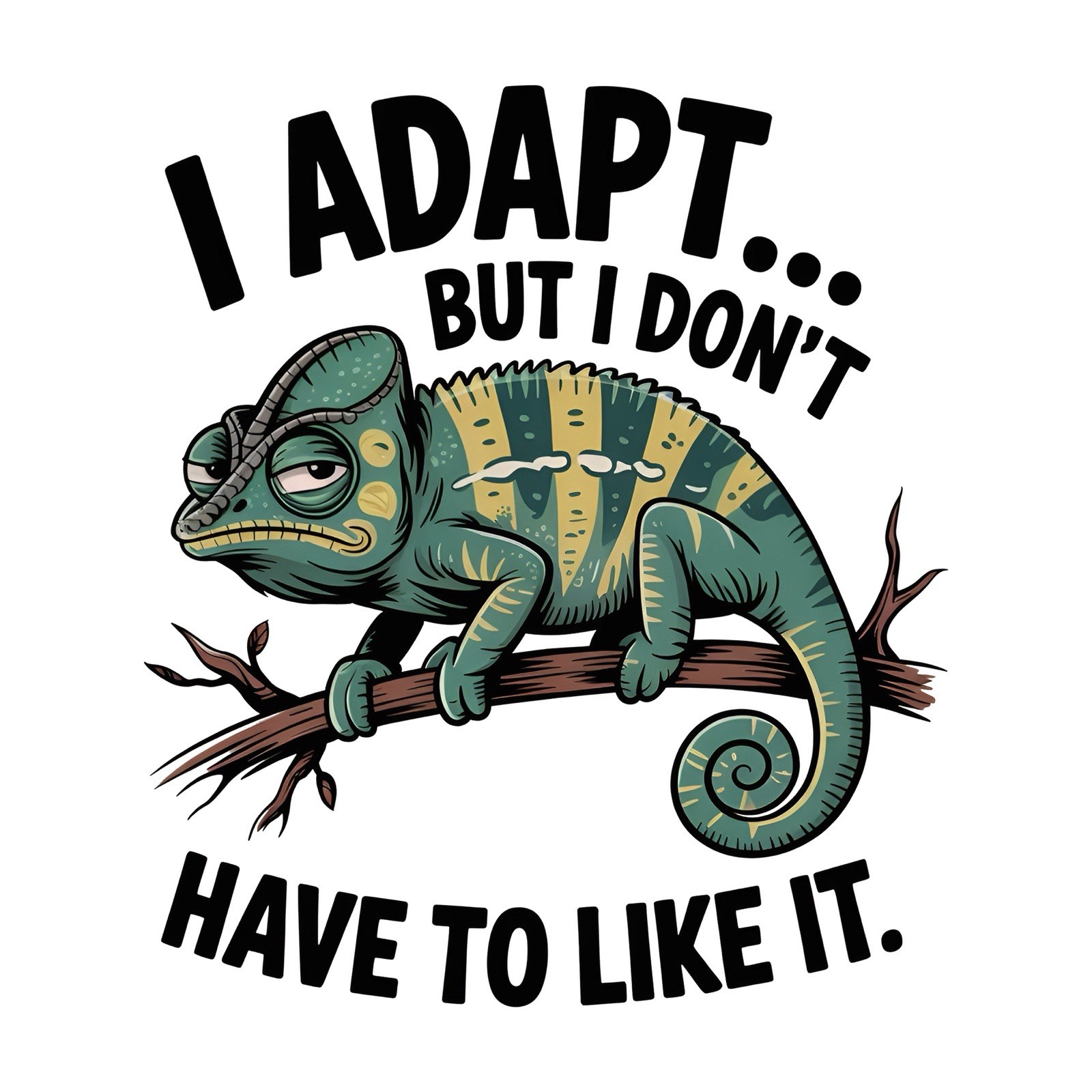 Funny Animal Quotes Sticker (3 Inch) Chameleon I Can Adapt But Don’t Like It !